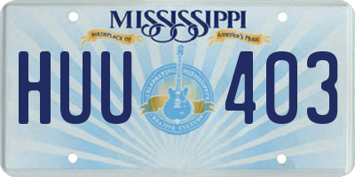 MS license plate HUU403