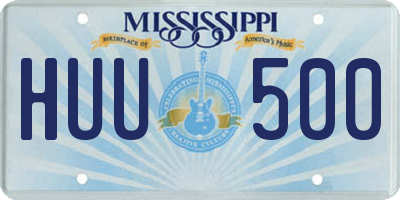 MS license plate HUU500