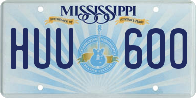 MS license plate HUU600