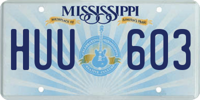 MS license plate HUU603