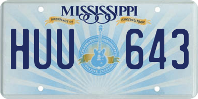 MS license plate HUU643