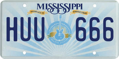 MS license plate HUU666