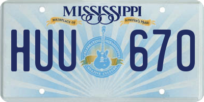 MS license plate HUU670