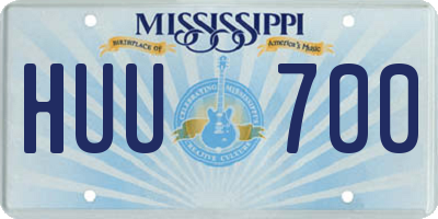 MS license plate HUU700
