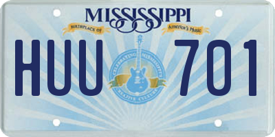 MS license plate HUU701