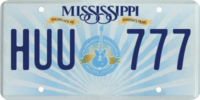 MS license plate HUU777
