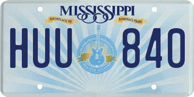 MS license plate HUU840