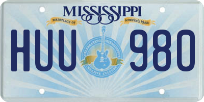 MS license plate HUU980