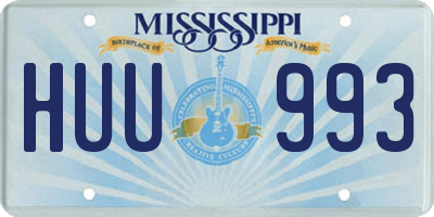 MS license plate HUU993