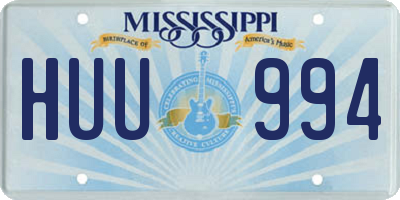 MS license plate HUU994