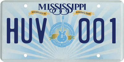 MS license plate HUV001
