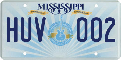 MS license plate HUV002