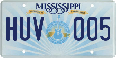 MS license plate HUV005