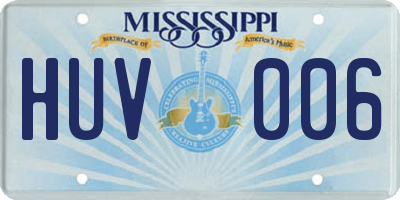 MS license plate HUV006