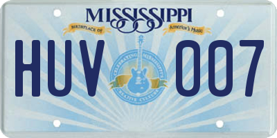 MS license plate HUV007