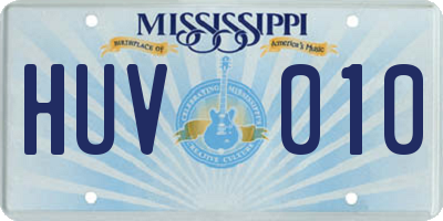 MS license plate HUV010
