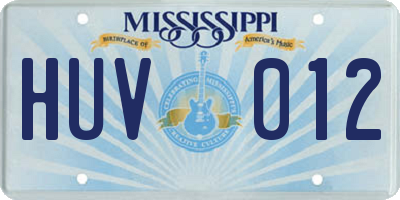MS license plate HUV012