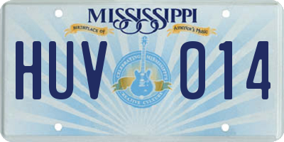 MS license plate HUV014