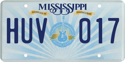 MS license plate HUV017