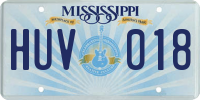 MS license plate HUV018