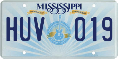 MS license plate HUV019