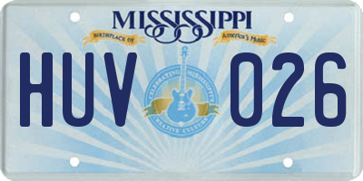 MS license plate HUV026