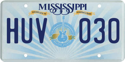 MS license plate HUV030