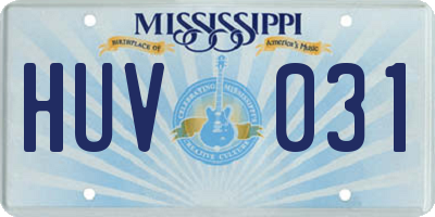 MS license plate HUV031