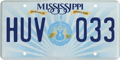 MS license plate HUV033