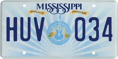 MS license plate HUV034