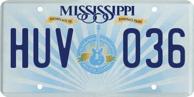 MS license plate HUV036