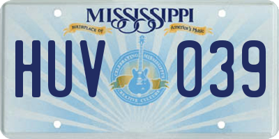 MS license plate HUV039