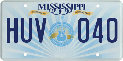 MS license plate HUV040