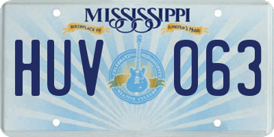 MS license plate HUV063