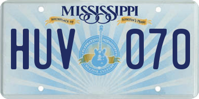 MS license plate HUV070