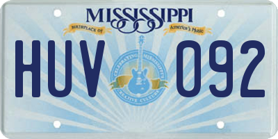 MS license plate HUV092