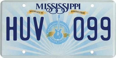MS license plate HUV099