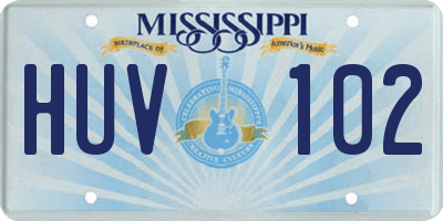 MS license plate HUV102