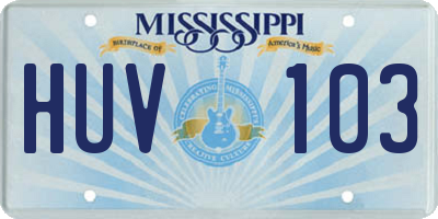 MS license plate HUV103