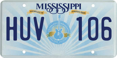 MS license plate HUV106