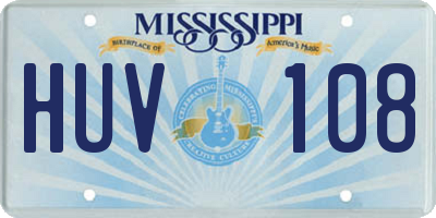 MS license plate HUV108