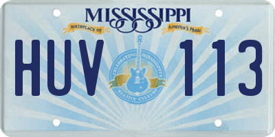 MS license plate HUV113