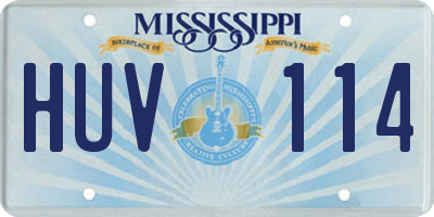 MS license plate HUV114
