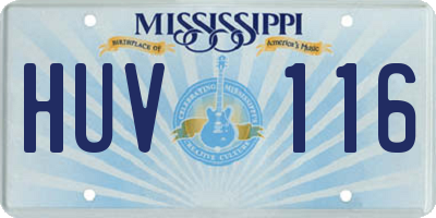 MS license plate HUV116
