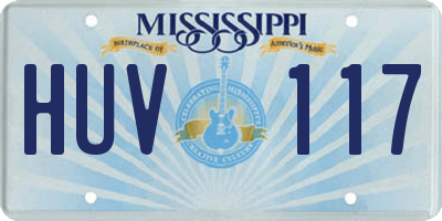 MS license plate HUV117