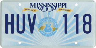 MS license plate HUV118