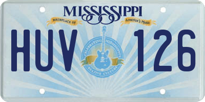 MS license plate HUV126