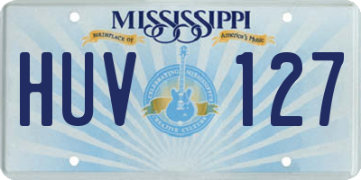 MS license plate HUV127