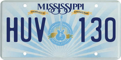 MS license plate HUV130