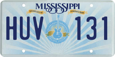 MS license plate HUV131